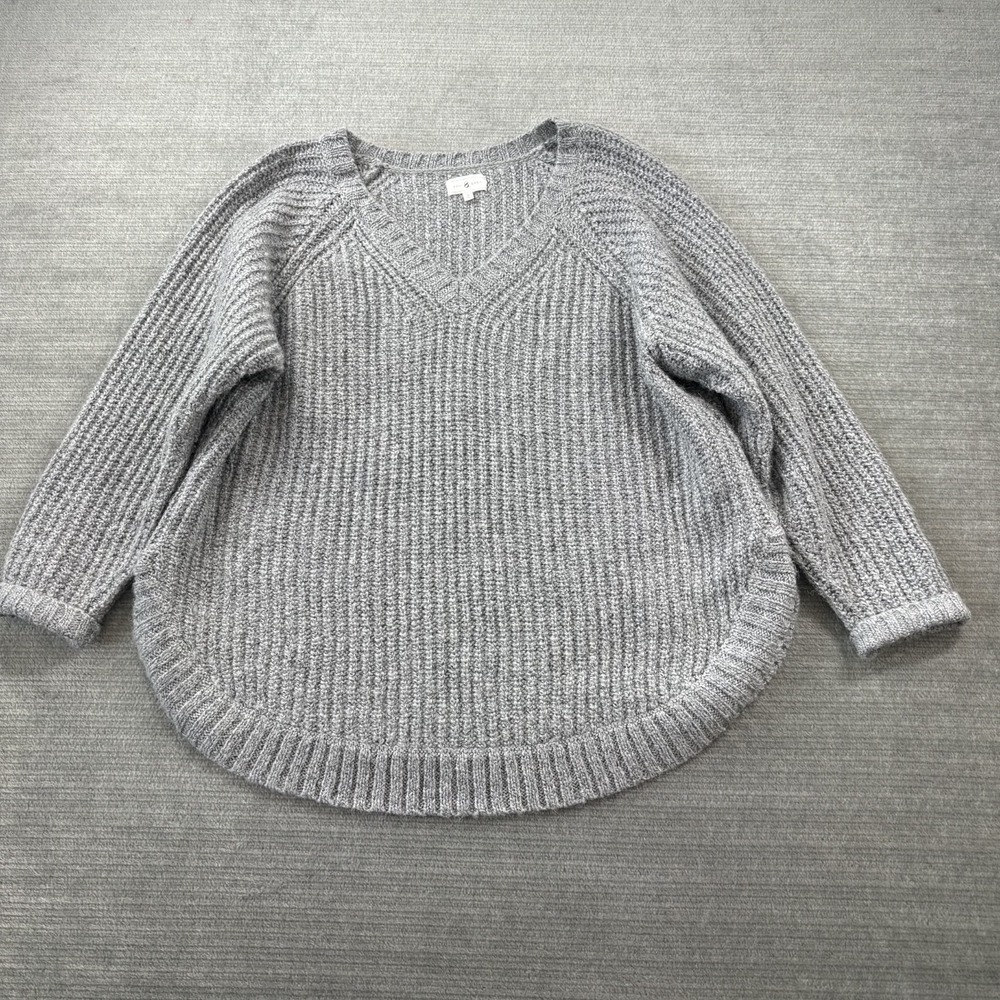 Lou & Gray V Neck Sweater Women S Gray Cozy Casual Alpaca Blend Office Oversize